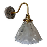 Holophane glass wall light with terrazzo base