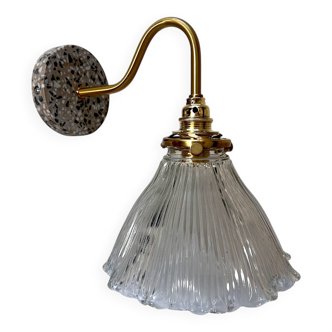 Applique murale verre holophane socle terrazzo