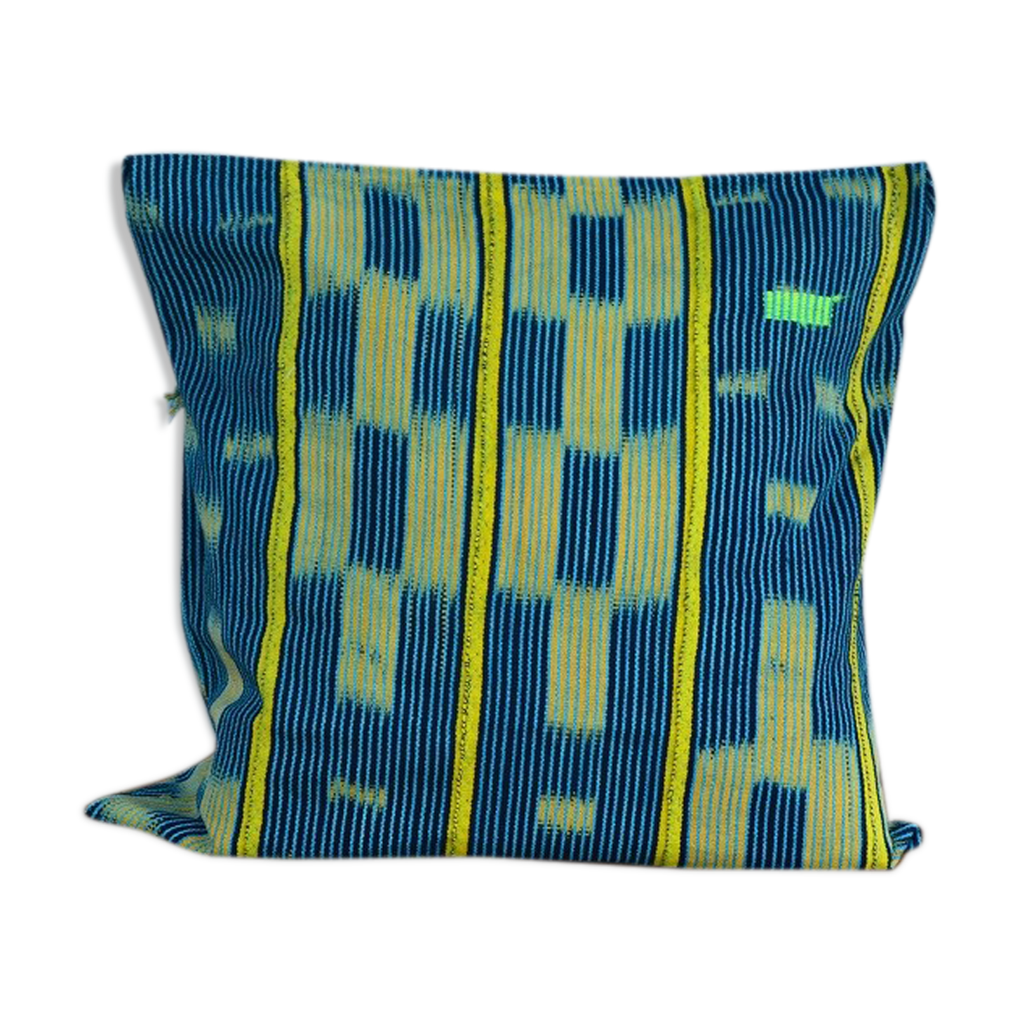 Housse de coussin en tissu baoulé jaune