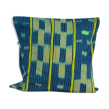 Housse de coussin en tissu baoulé jaune