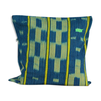 Housse de coussin en tissu baoulé jaune