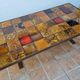 Vintage coffee table "Moulin de la roue" Vallauris in glazed ceramic and forged metal