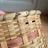 Green beige wicker basket