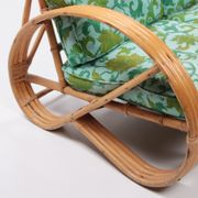 Vintage set of bamboo lounge armchairs and sofa with coffee table Paul Frankl, 1960s