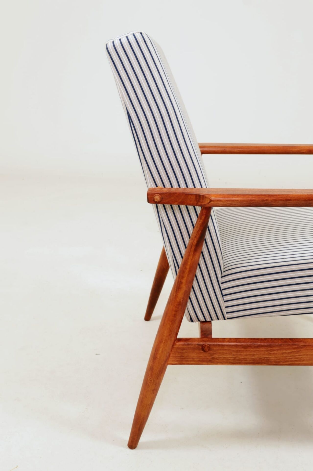 Fauteuil & Repose-pieds tissu cotton rayé