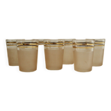 7 pink and gold vintage glass liquor glasses