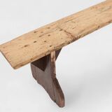 Rustic wooden bench in with brown painted feet, France ca. 1890