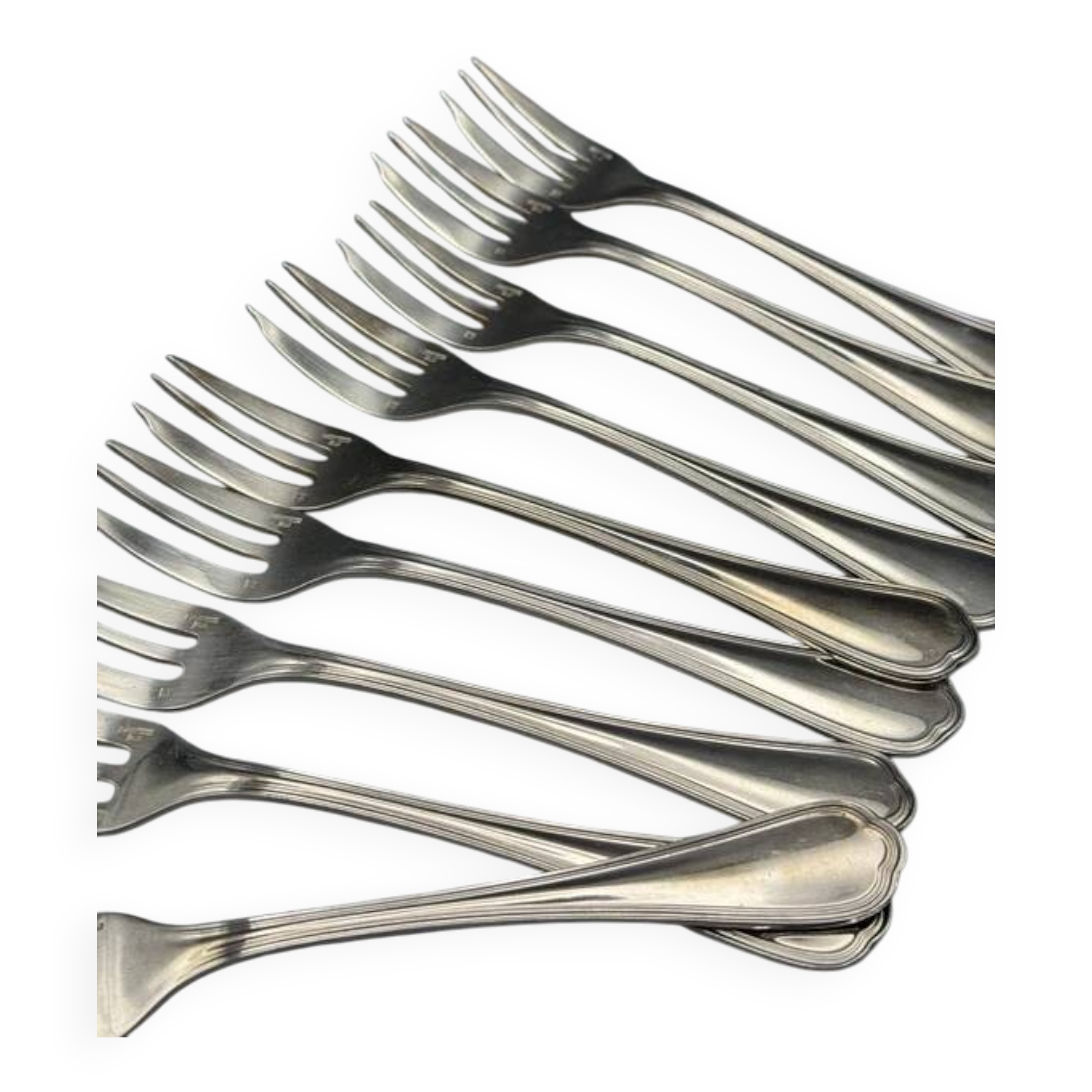 Set of 12 Christofle dessert forks made in France
