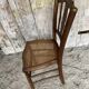 Antique Bistro Chair with Carved Wood and Woven Seat Vintage #E096