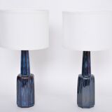 Pair of blue Mid-Century Modern Stoneware table lamps model 1033 by Soholm