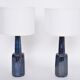 Paire de lampes de table en grès bleu Mid-Century Modern modèle 1033 par Soholm