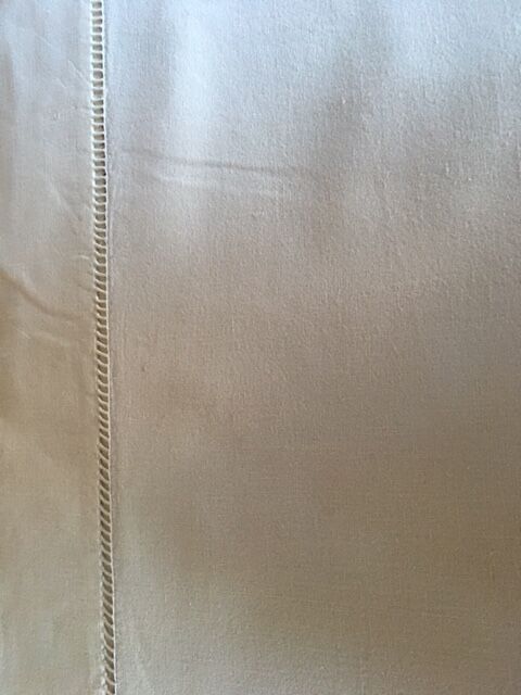Old white linen sheet monogram TT 222 X 300 cm