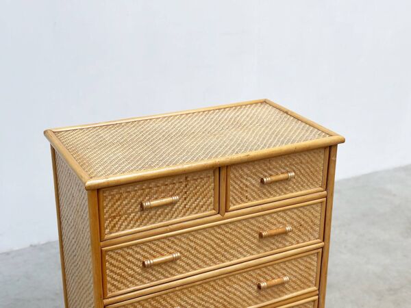 Commode en bambou et rotin, années 1970