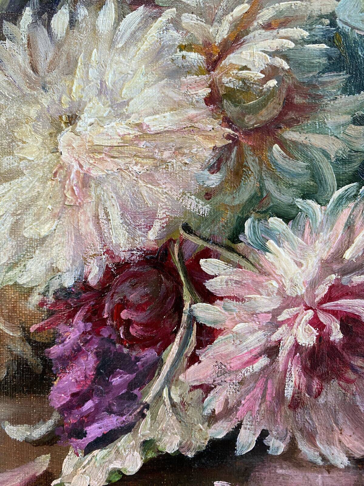 HST painting "Jetty of flowers" 19th century signed Tessier