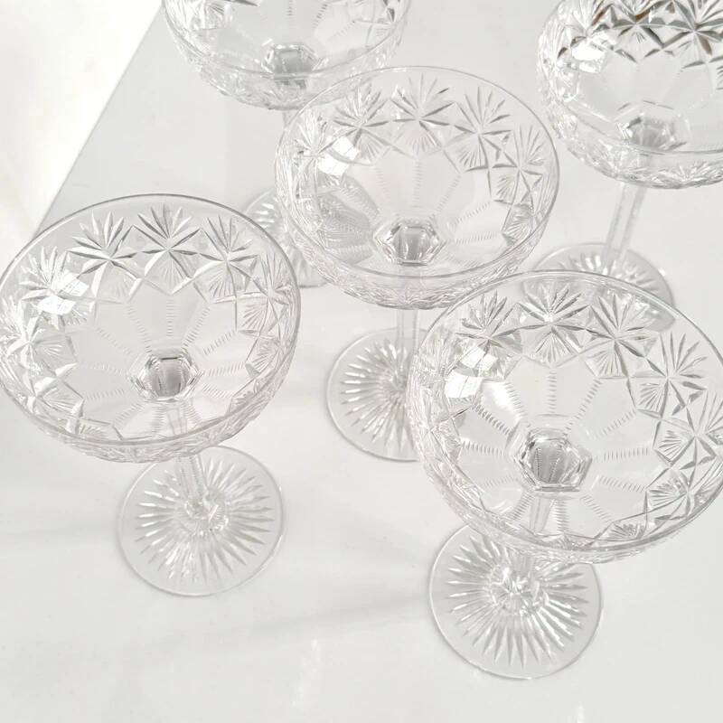 Set of 5 crystal champagne glasses from Saint-Louis | Gavarni model