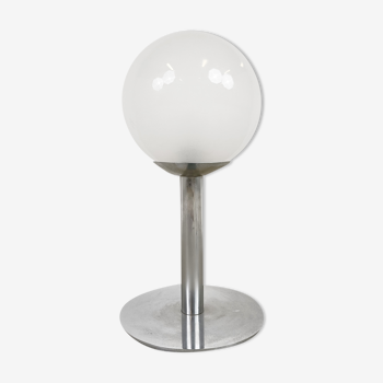 Lampe de table italienne en verre et chrome, années 1960