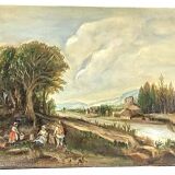 Peinture huile sur toile paysage style xviiie siecle italie