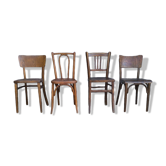 Set of four mismatched bistro chairs