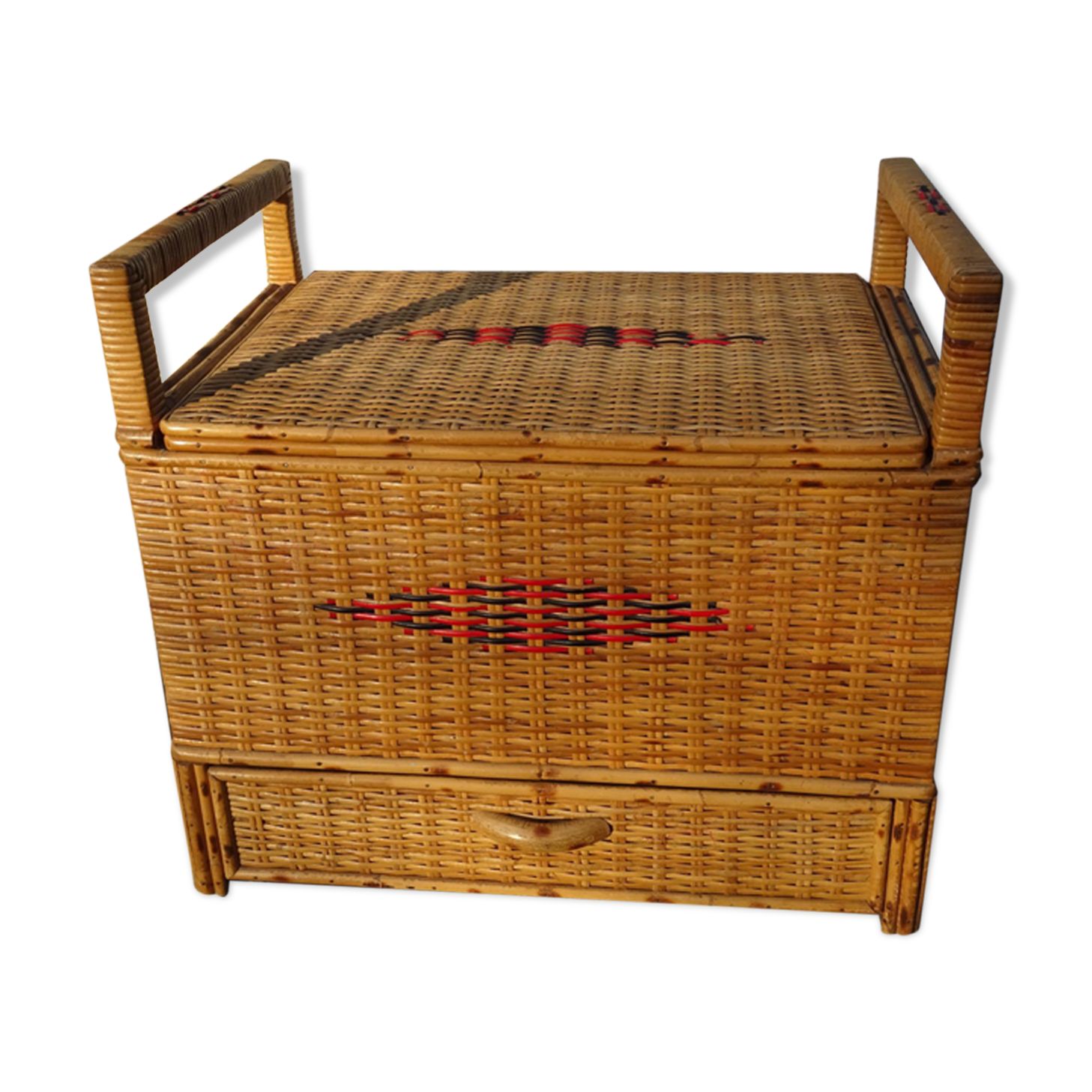 Bench chest rattan with drawer