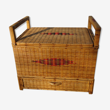 Bench chest rattan with drawer