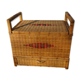 Banc coffre rotin avec tiroir