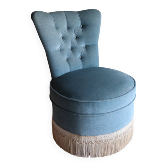 Vintage blue velvet armchair
