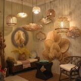 Bamboo Lighting 40 cm Black and  Natural, Bamboo Chandelier, Bamboo Lamp