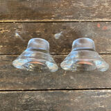 Pair of Candle Holders Design KNUT and MARIANNE HAGBERG Vintage Moulded Glass