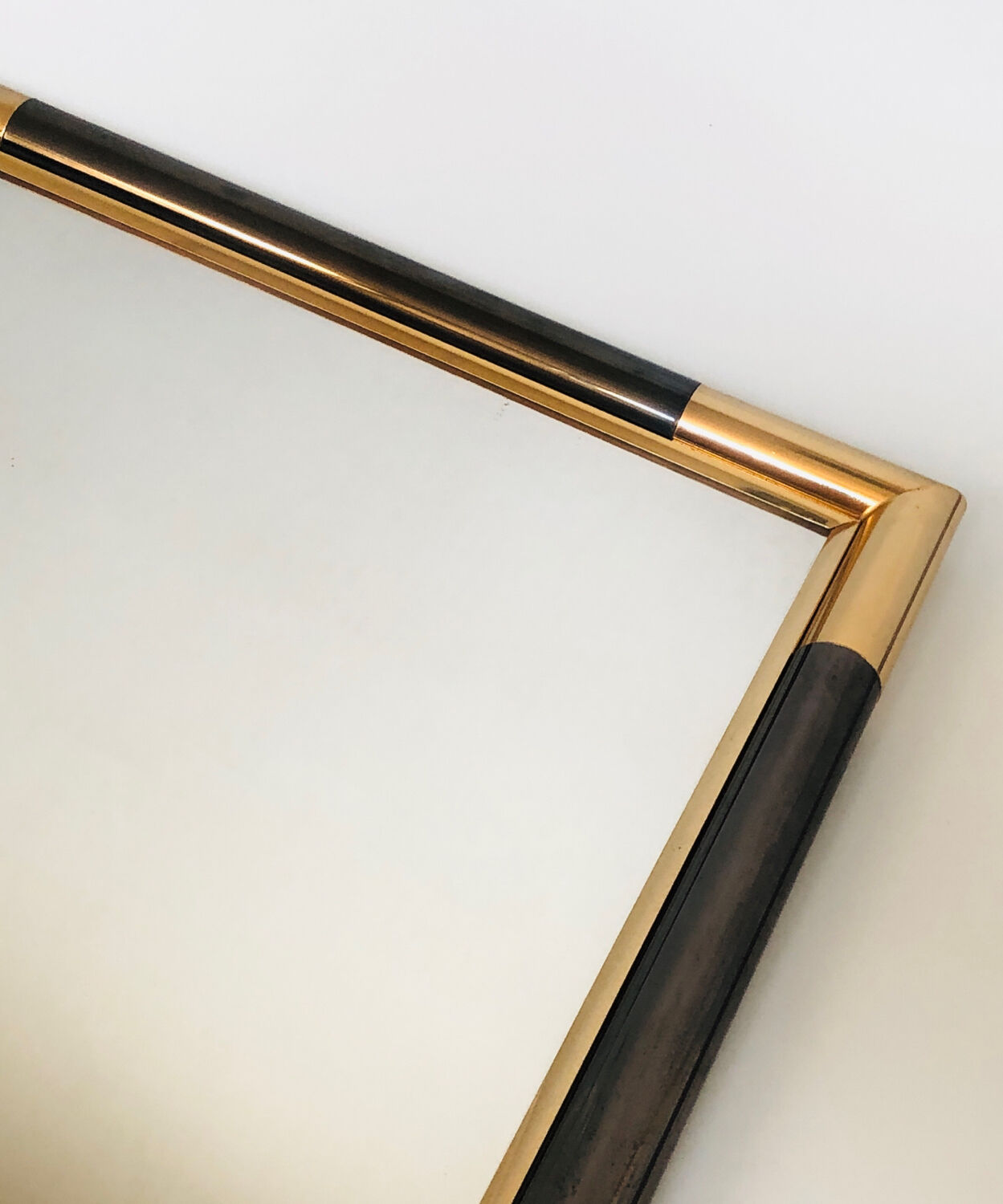 Gold and black marbled metal mirror, 1970s vintage design, Italy