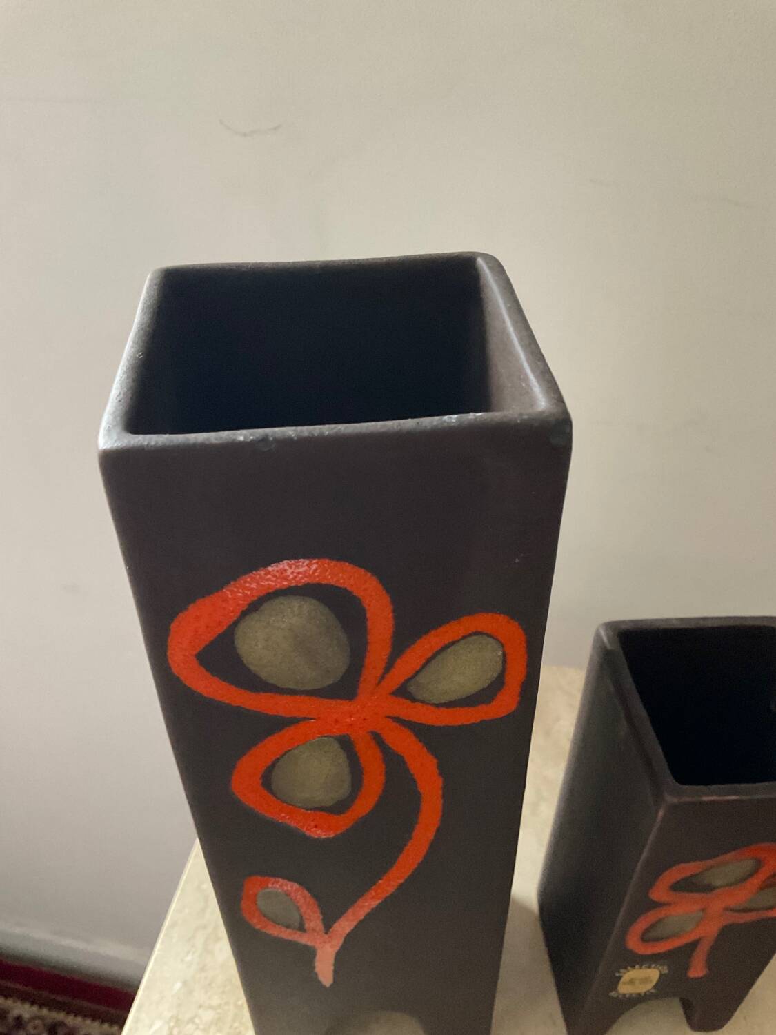 Duo of vintage ceramic vases