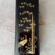 Glove box in lacquered wood decorated with a crane among bamboos. China, Japan?