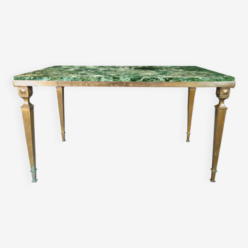 Table basse en bronze doré et marbre vert des Alpes