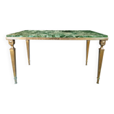 Table basse en bronze doré et marbre vert des Alpes
