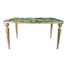 Coffee table in gilded bronze and green Alpine marble