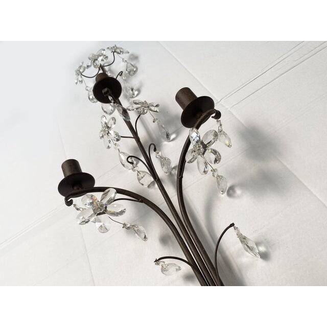 Contemporary rush and crystal flowers wall lamp