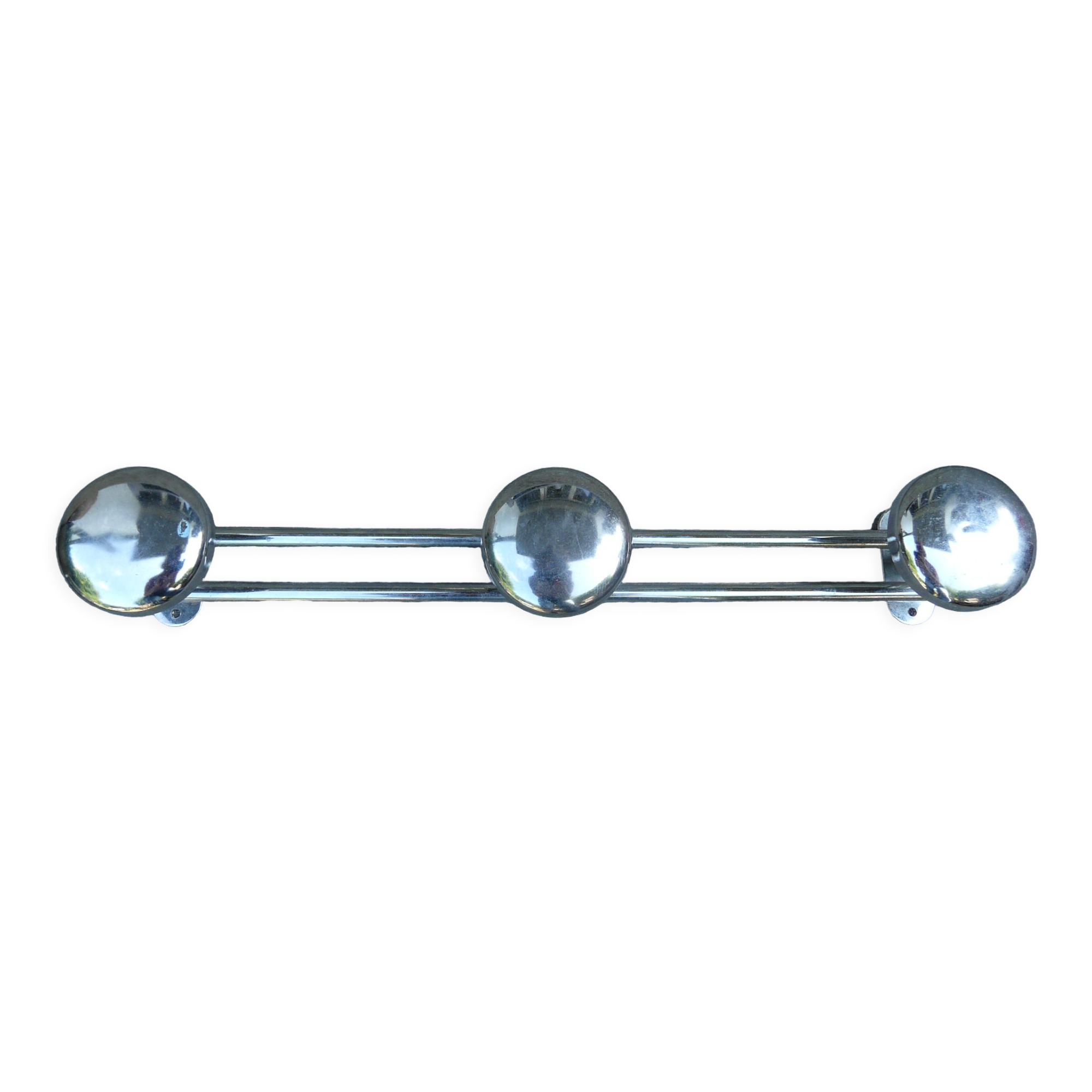 Coat rack in chromed steel 3 hooks 70s