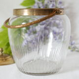 Old glass and brass cookie bucket