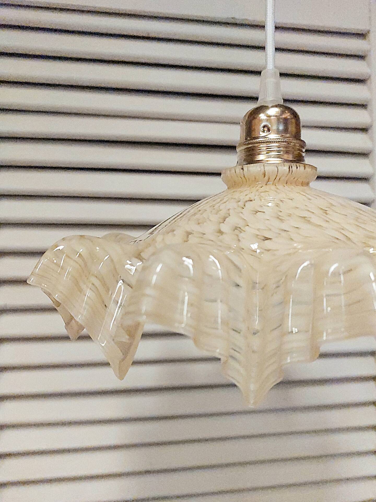 Suspension en verre de Clichy jaune