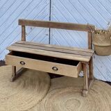 Banc ancien 1 tiroir en bois massif brut