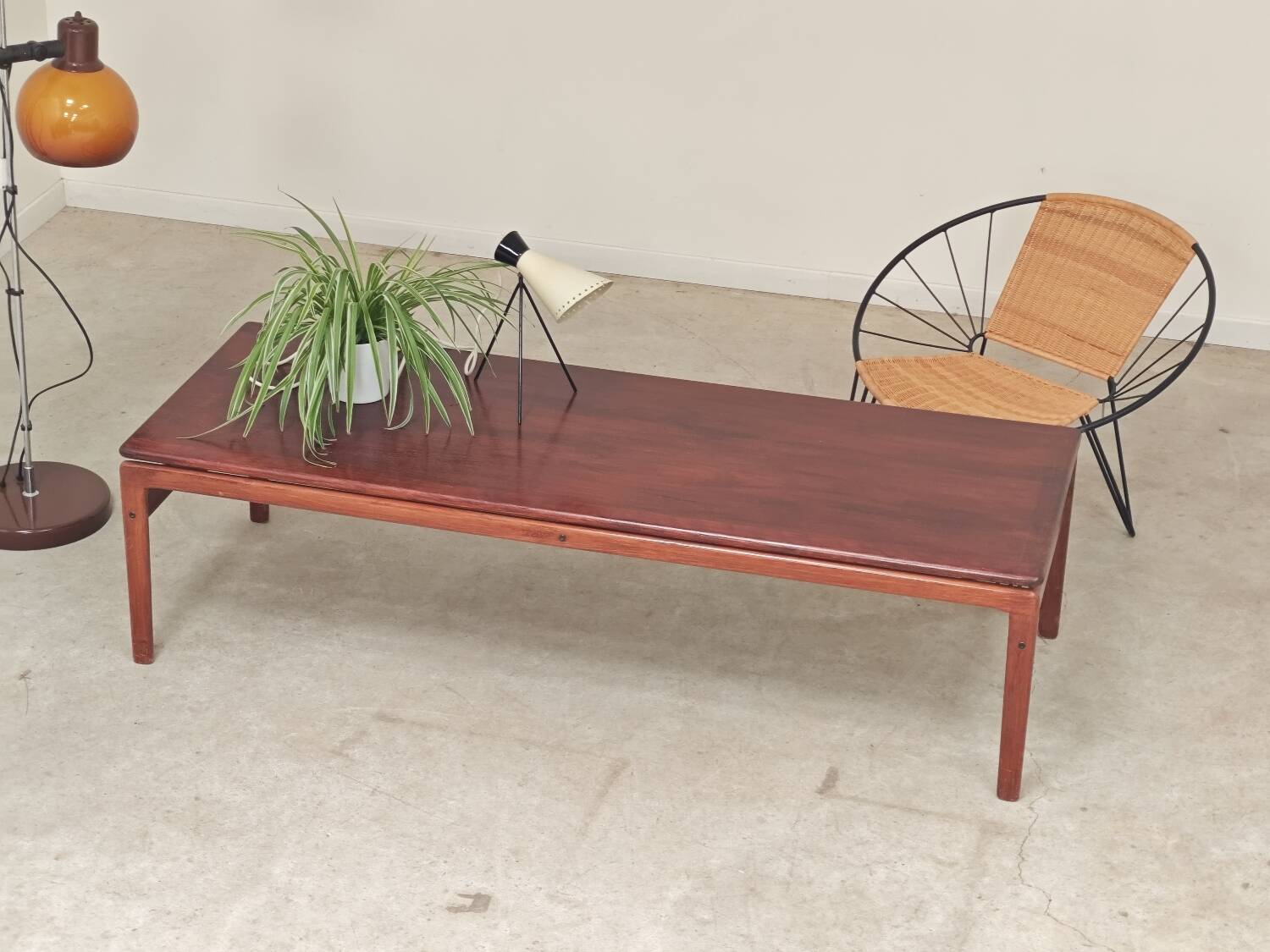 Large Scandinavian teak coffee table Trioh 1960