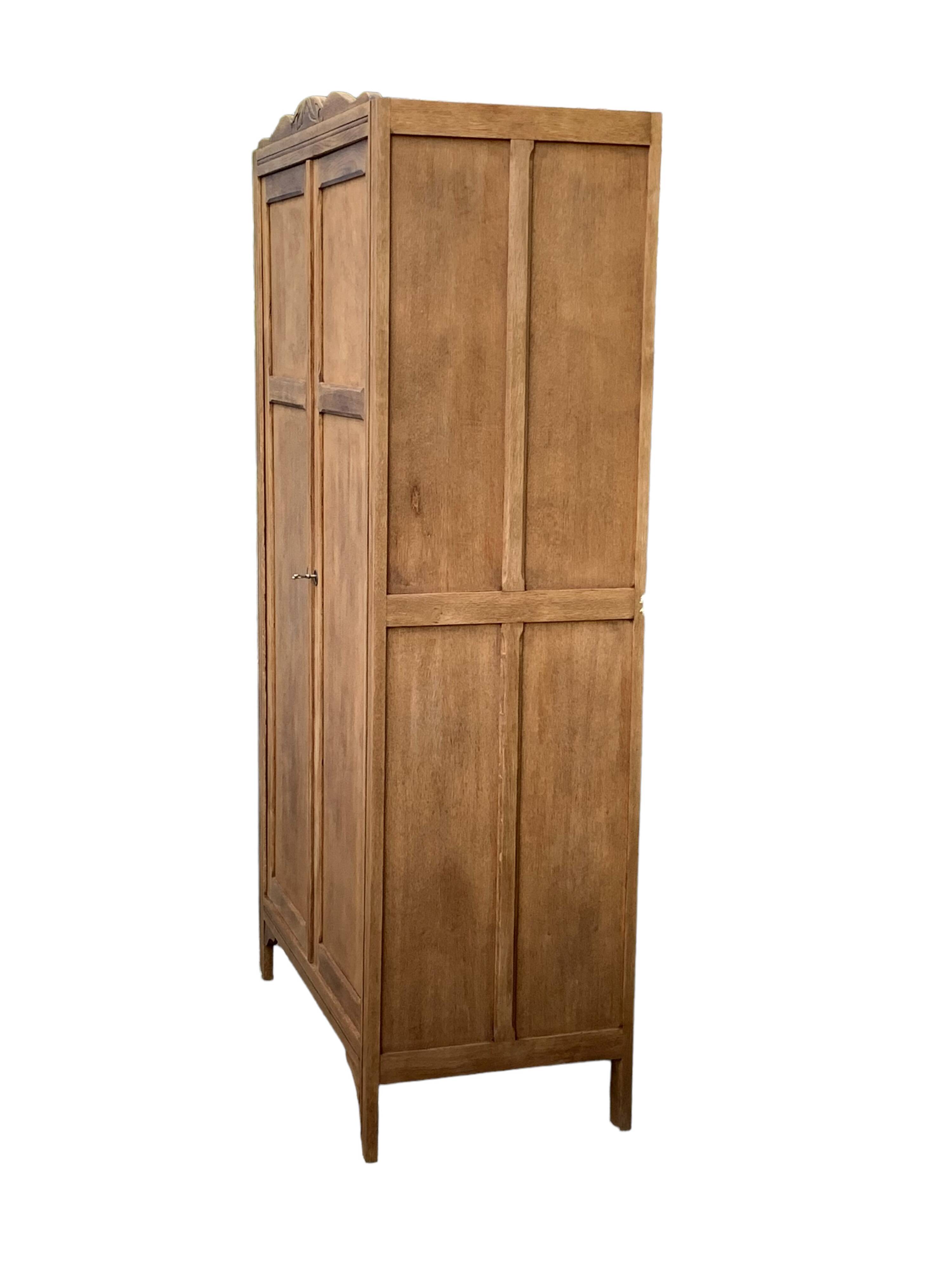 Parisian wardrobe, art deco raw wood wardrobe, 1930