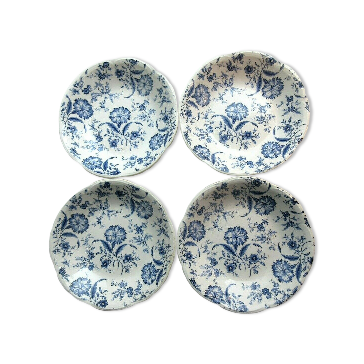 4 plates caps gien art deco model eyelets in blue