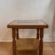 Wood, straw and glass side table, circa 1950