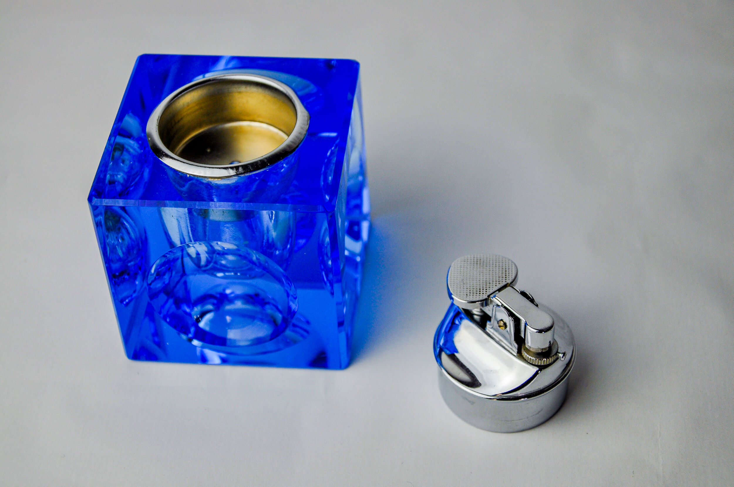 Ice lighter by Antonio Imperatore, blue murano glass, Italy, 1970