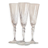 3 flûtes à Champagne en cristal