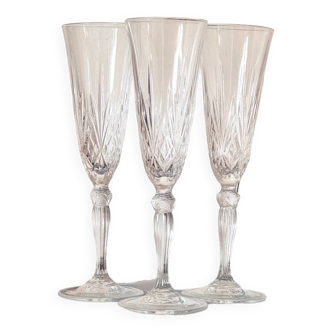 3 crystal Champagne flutes