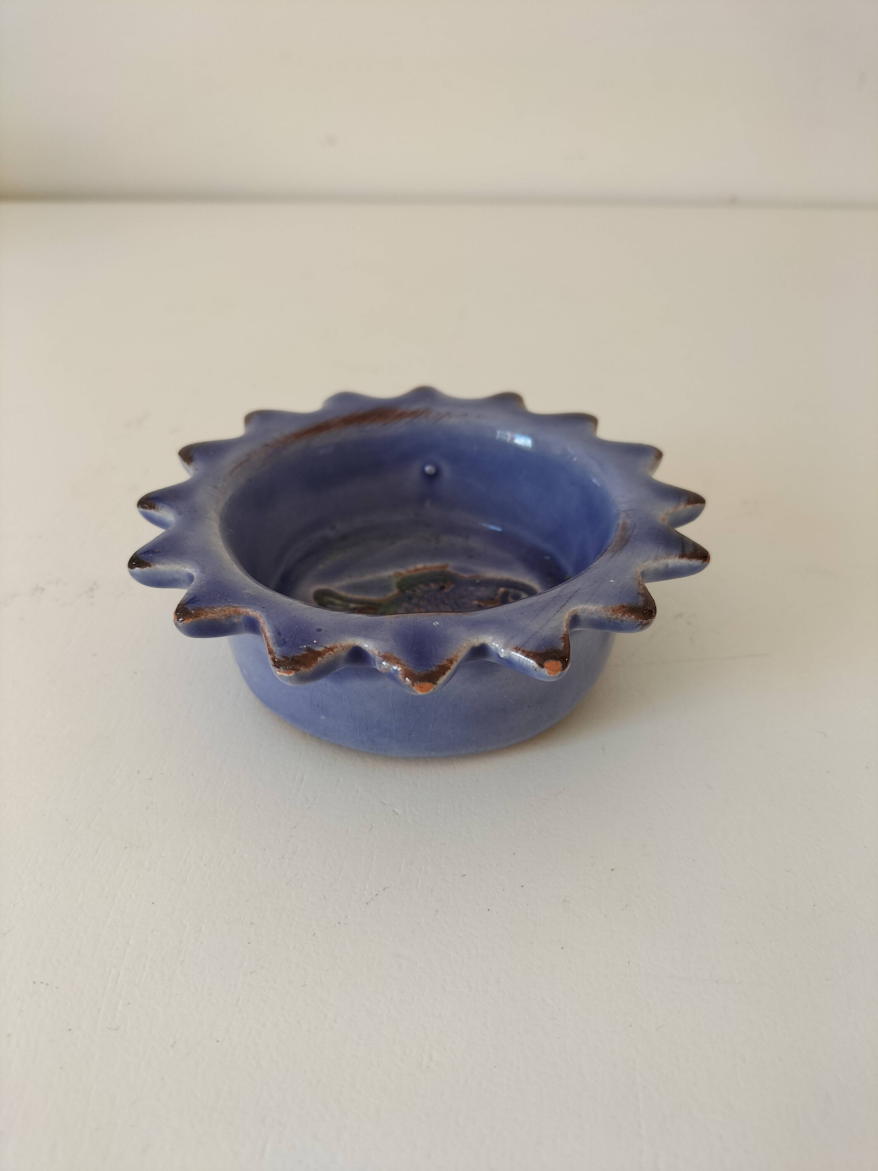 Handcrafted blue earthenware pocket emptier