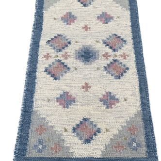 Vintage medium size swedish wool flat weave rolakan rugs circa 1960 70s