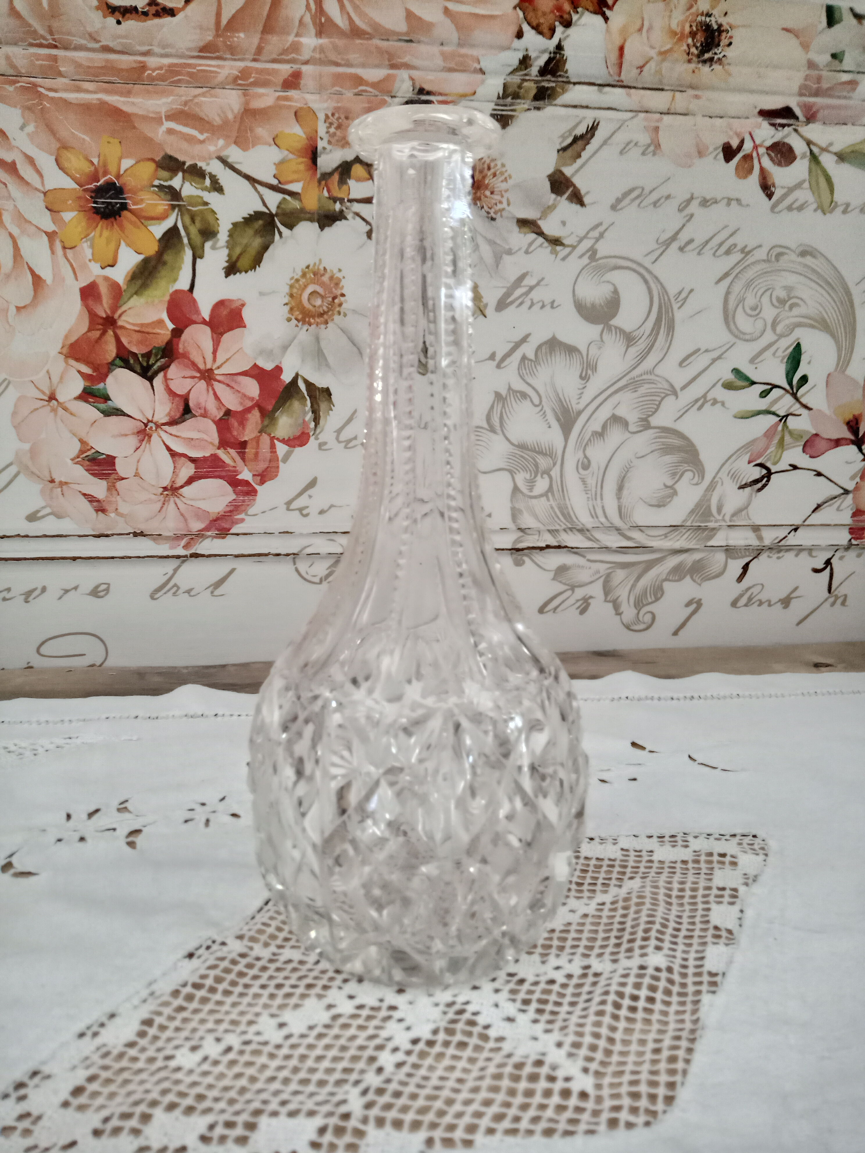 Carafe, vase, vintage soliflore cut glass