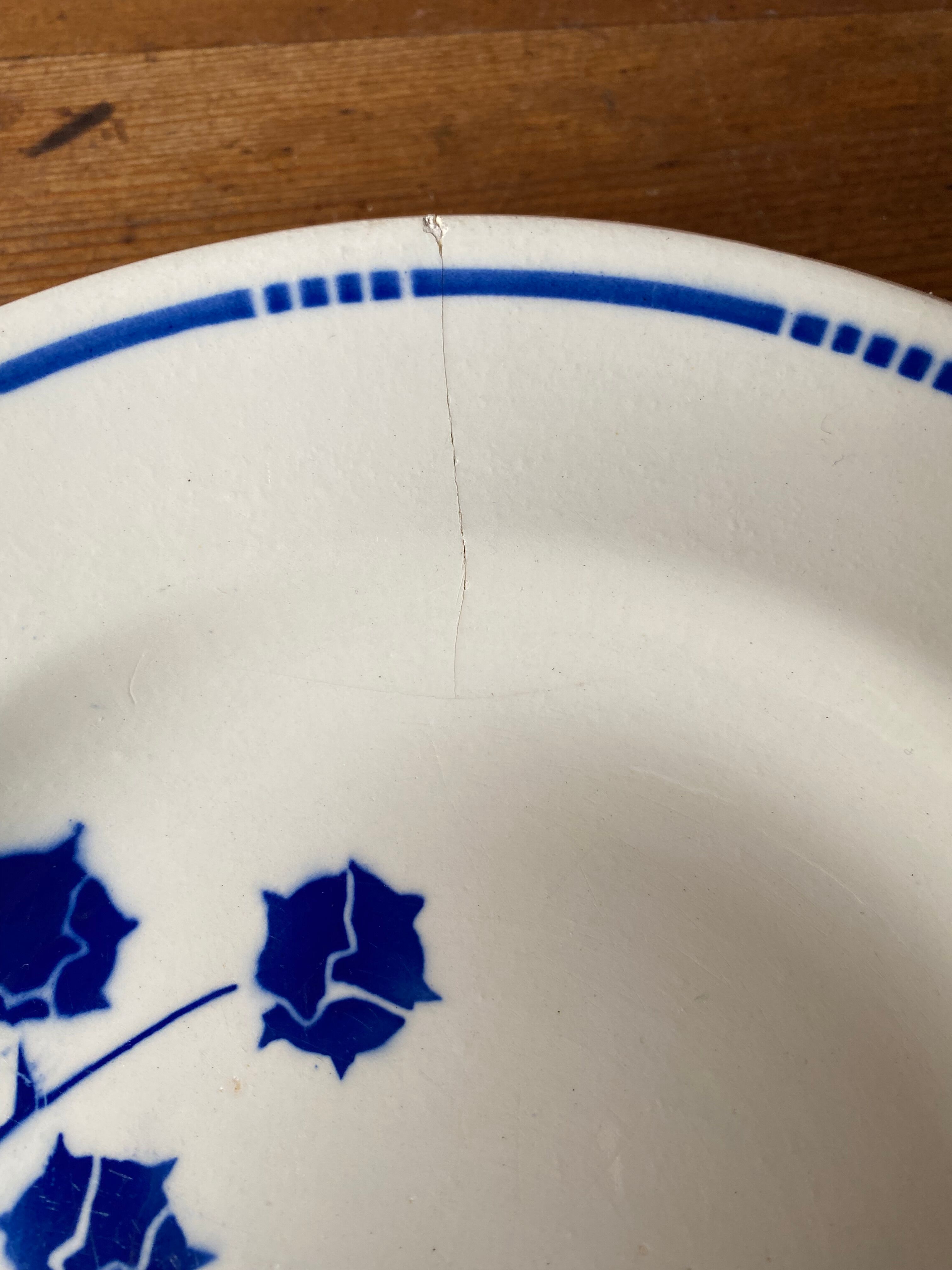 Set of 6 old hollow plates Badonvilleliers blue flower pattern